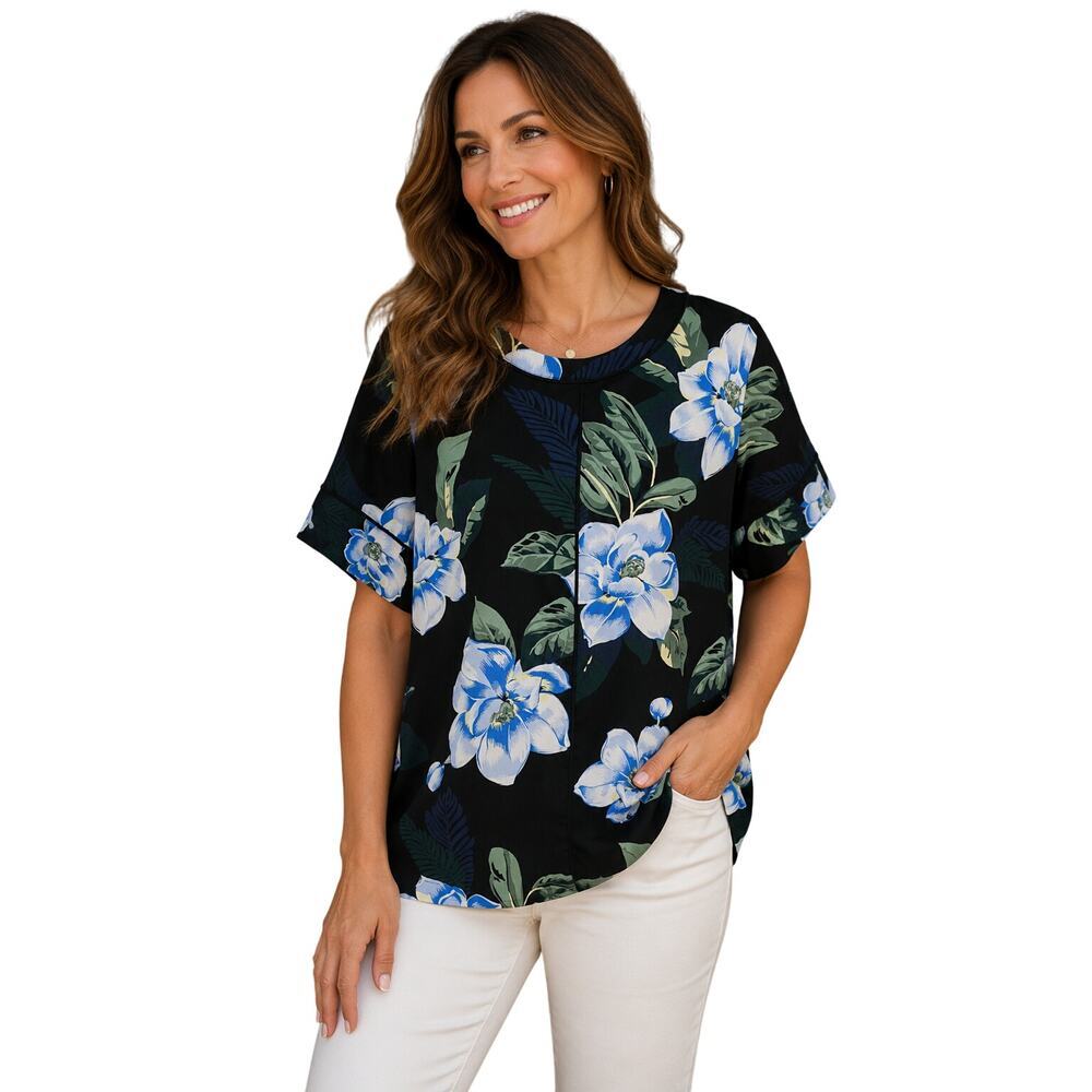 Banana Republic sz M cottagecore navy ruffle trim career casual lightweight EUC
